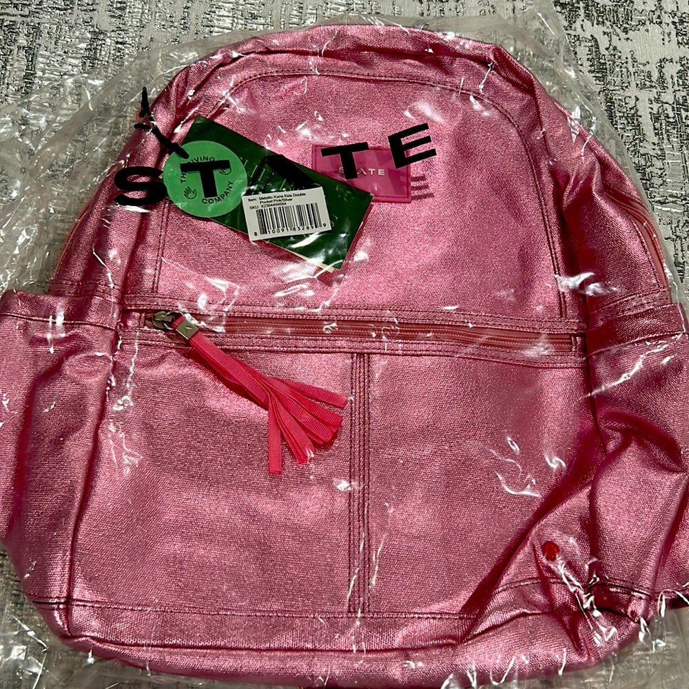 Brand new state kids girls Kane metallic pink backpack